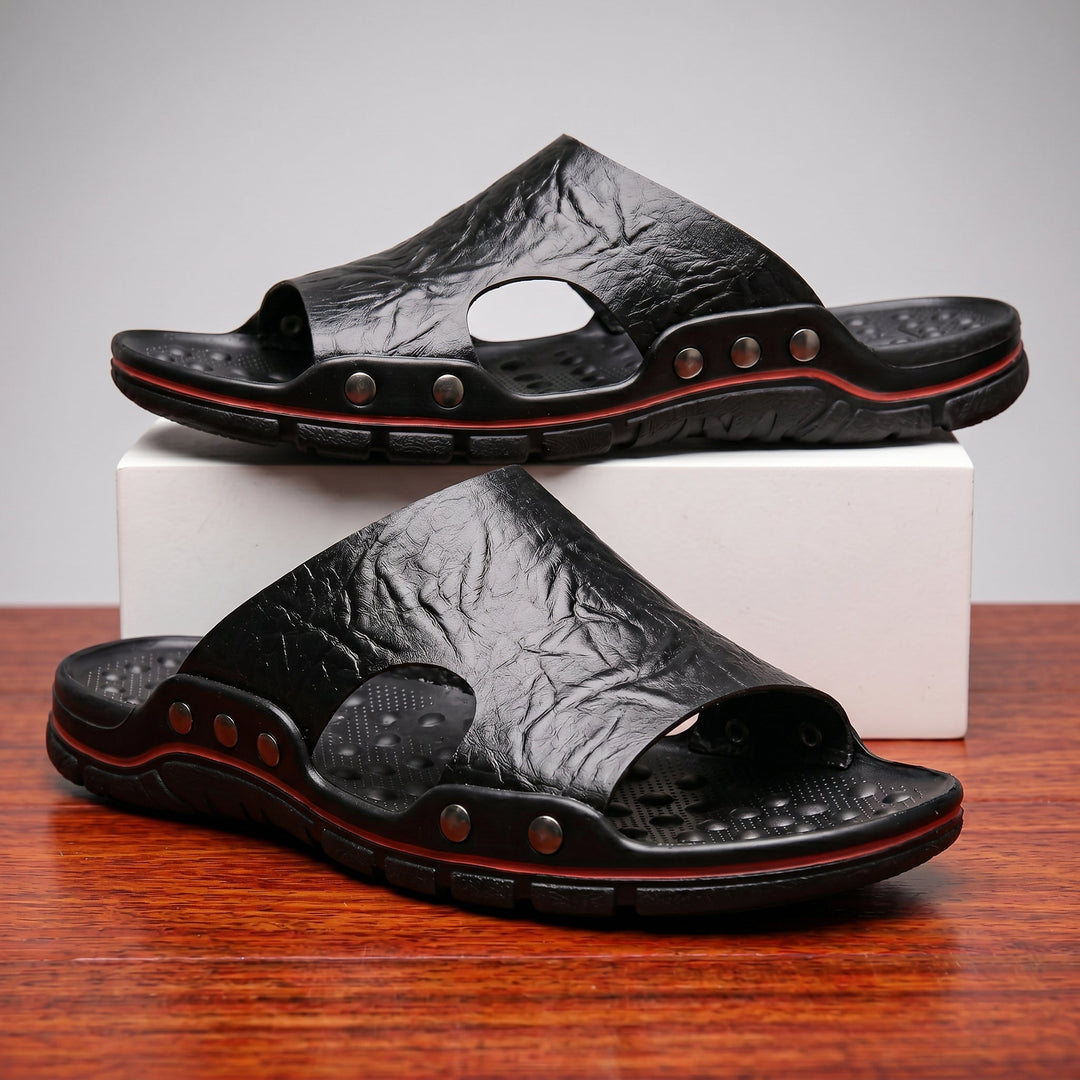 Levi | Rivet Trim Open Toe Mens Slides