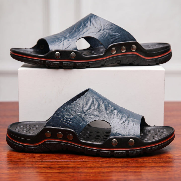 Levi | Rivet Trim Open Toe Mens Slides