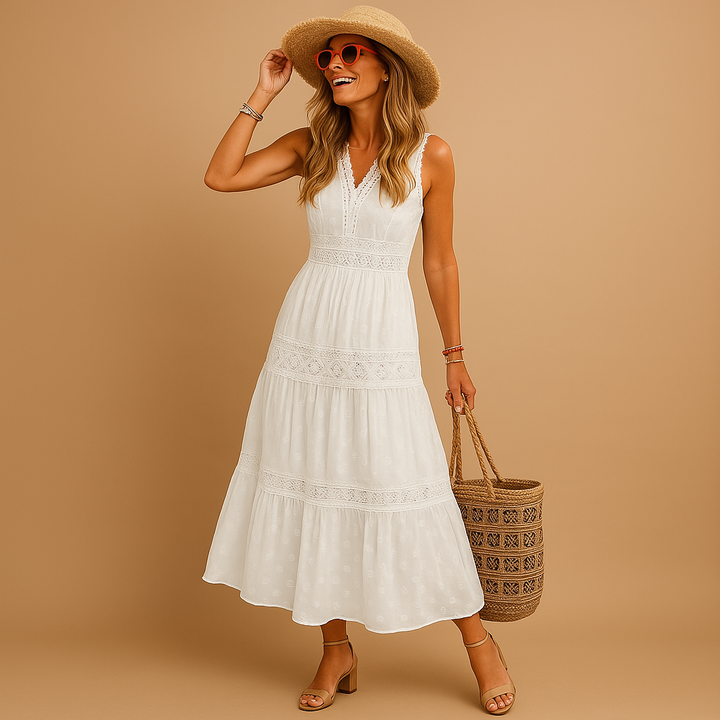 Lily | Classic Tiered Lace Boho Dress with Flowy Maxi Silhouette