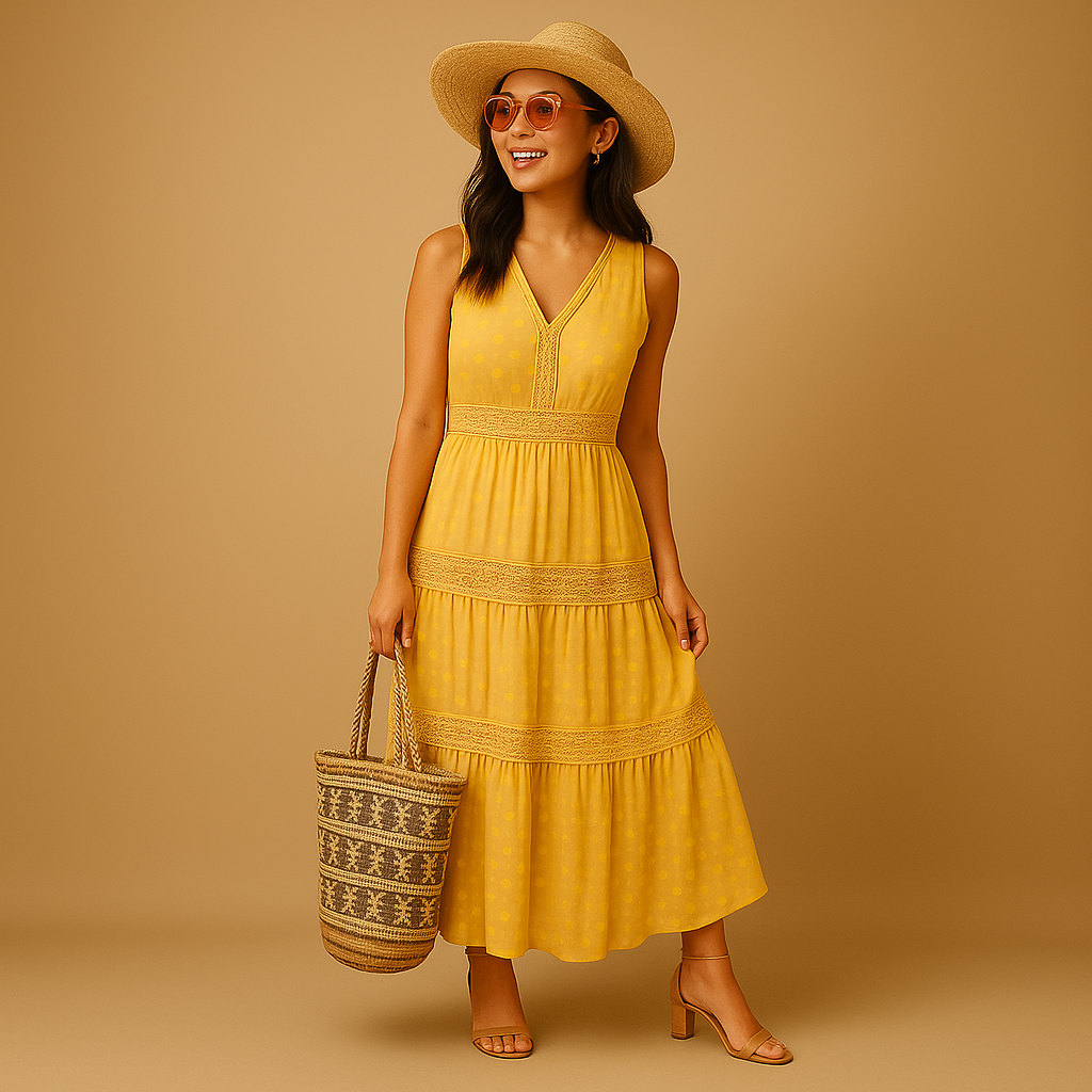 Lily | Classic Tiered Lace Boho Dress with Flowy Maxi Silhouette
