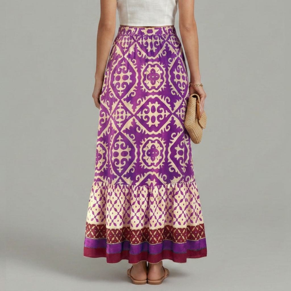 Lily | Graceful Printed Tiered A-Line Maxi Skirt