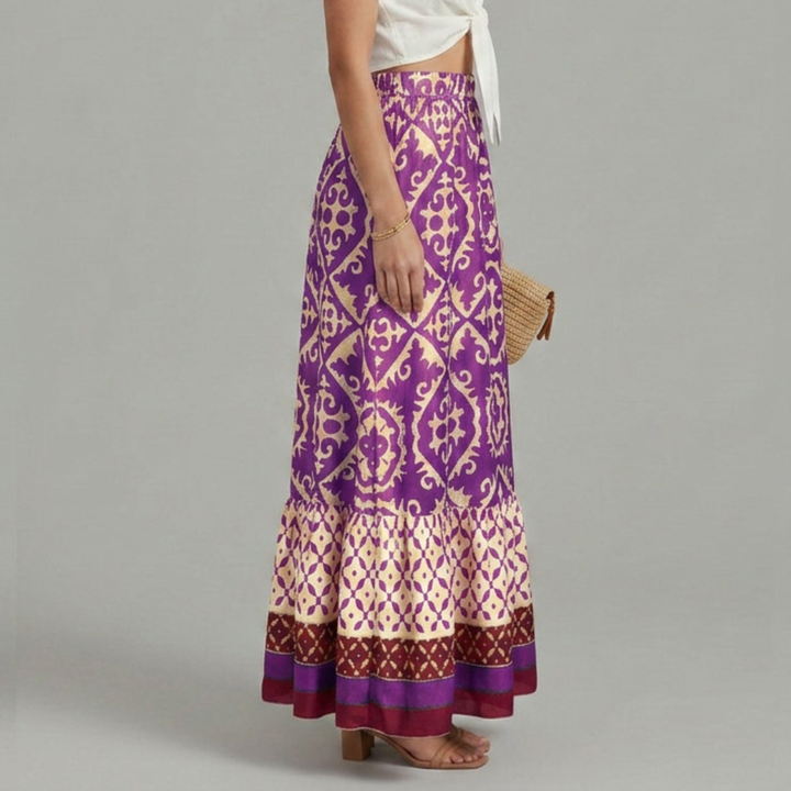 Lily | Graceful Printed Tiered A-Line Maxi Skirt