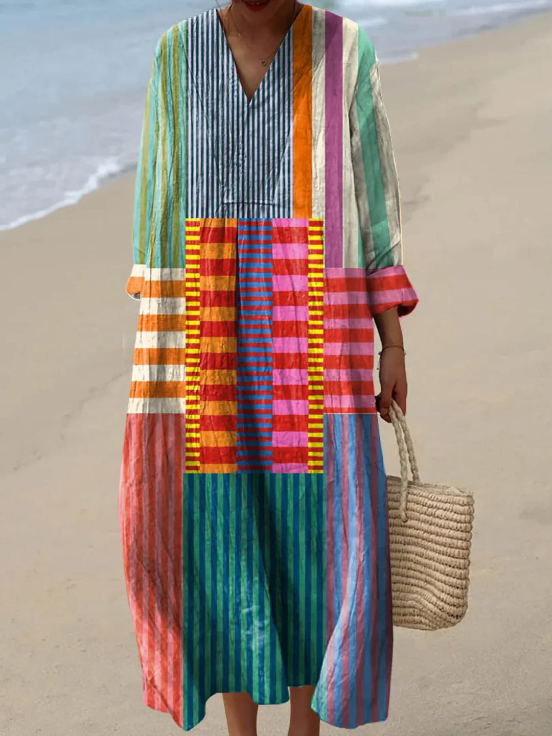 Lily | Striped V-Neck Maxi Casual Dress