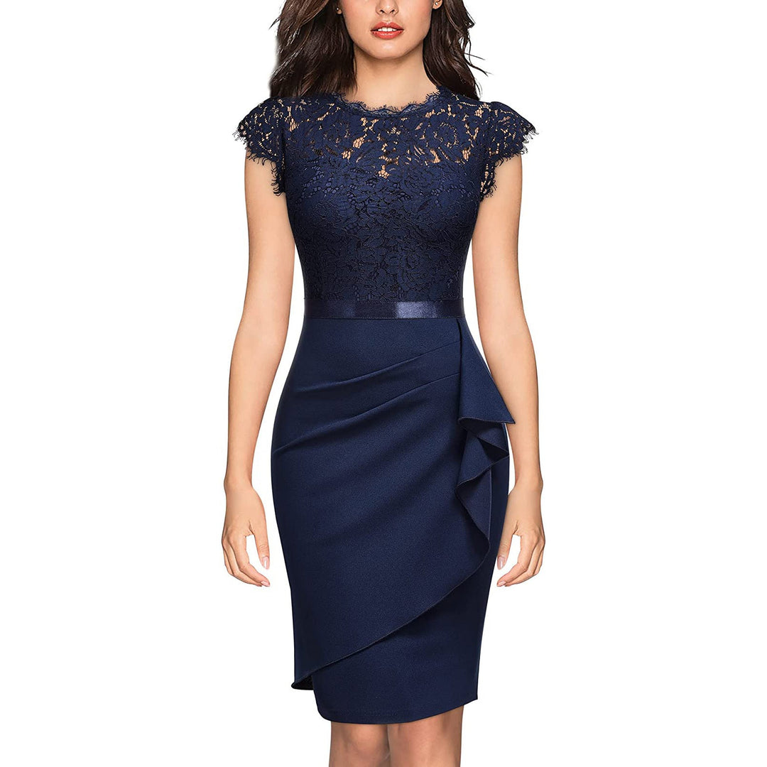 Lily | Timeless Lace Ruffle Cocktail Dress