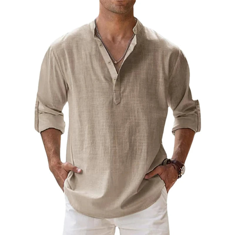 Lincoln | Relaxed Henley Linen Shirt for Men