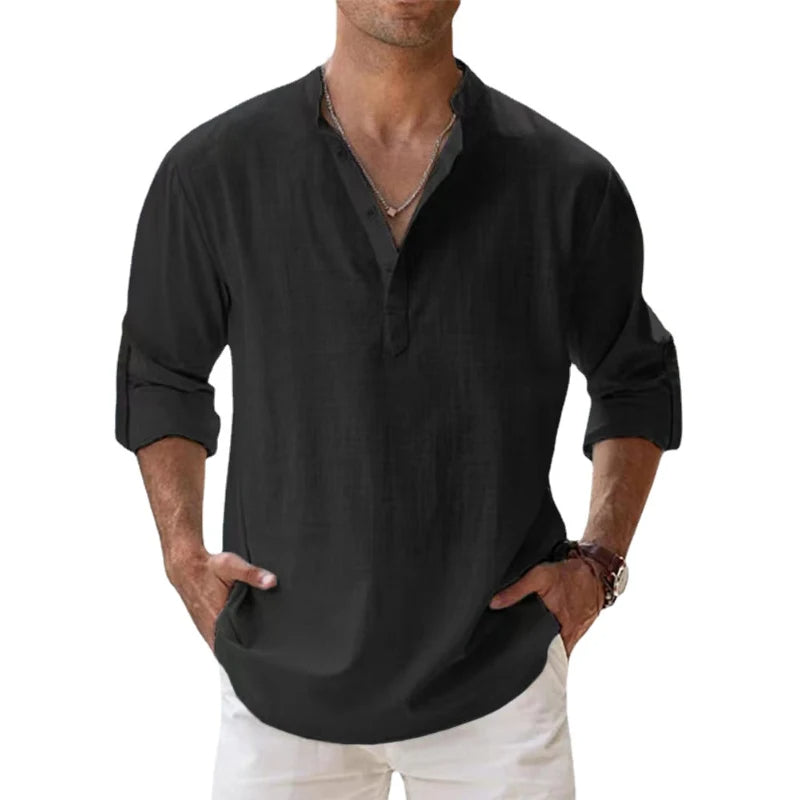 Lincoln | Relaxed Henley Linen Shirt for Men