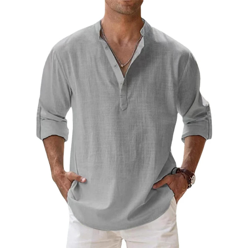 Lincoln | Relaxed Henley Linen Shirt for Men