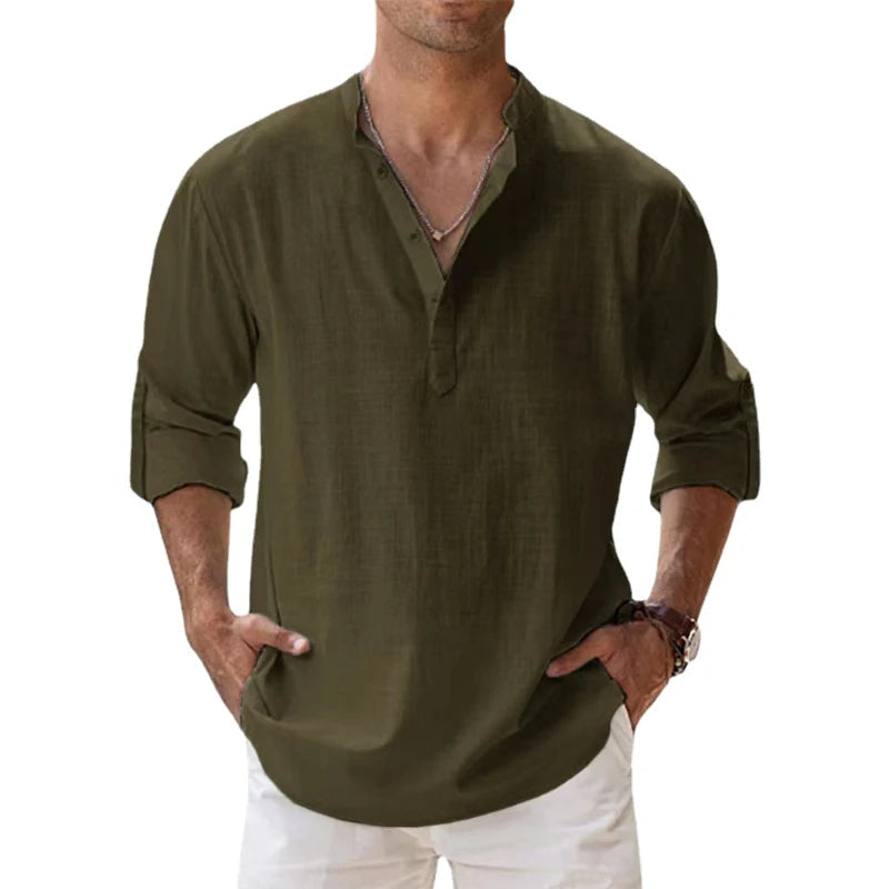 Lincoln | Relaxed Henley Linen Shirt for Men