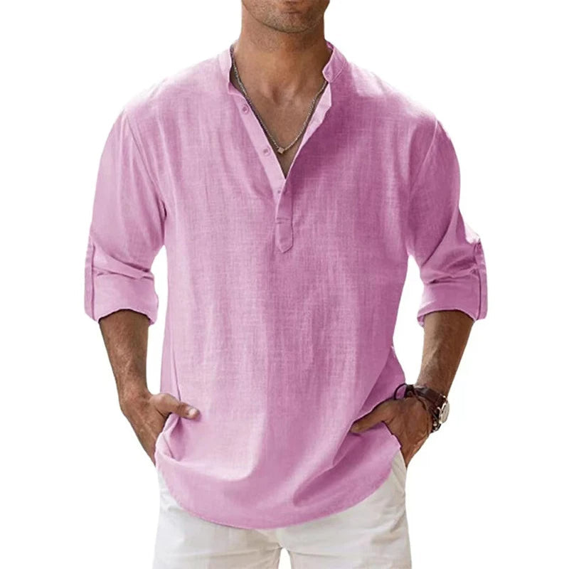Lincoln | Relaxed Henley Linen Shirt for Men