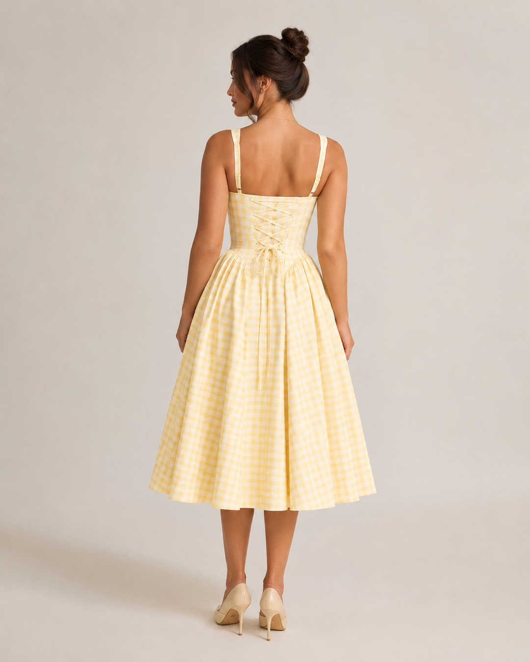 Lola | Effortless Gingham Check A Line Midi Dress