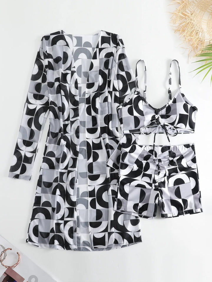 Lola | Elegant Tie-Dye Long Sleeve Swimsuit Cover-Up Set