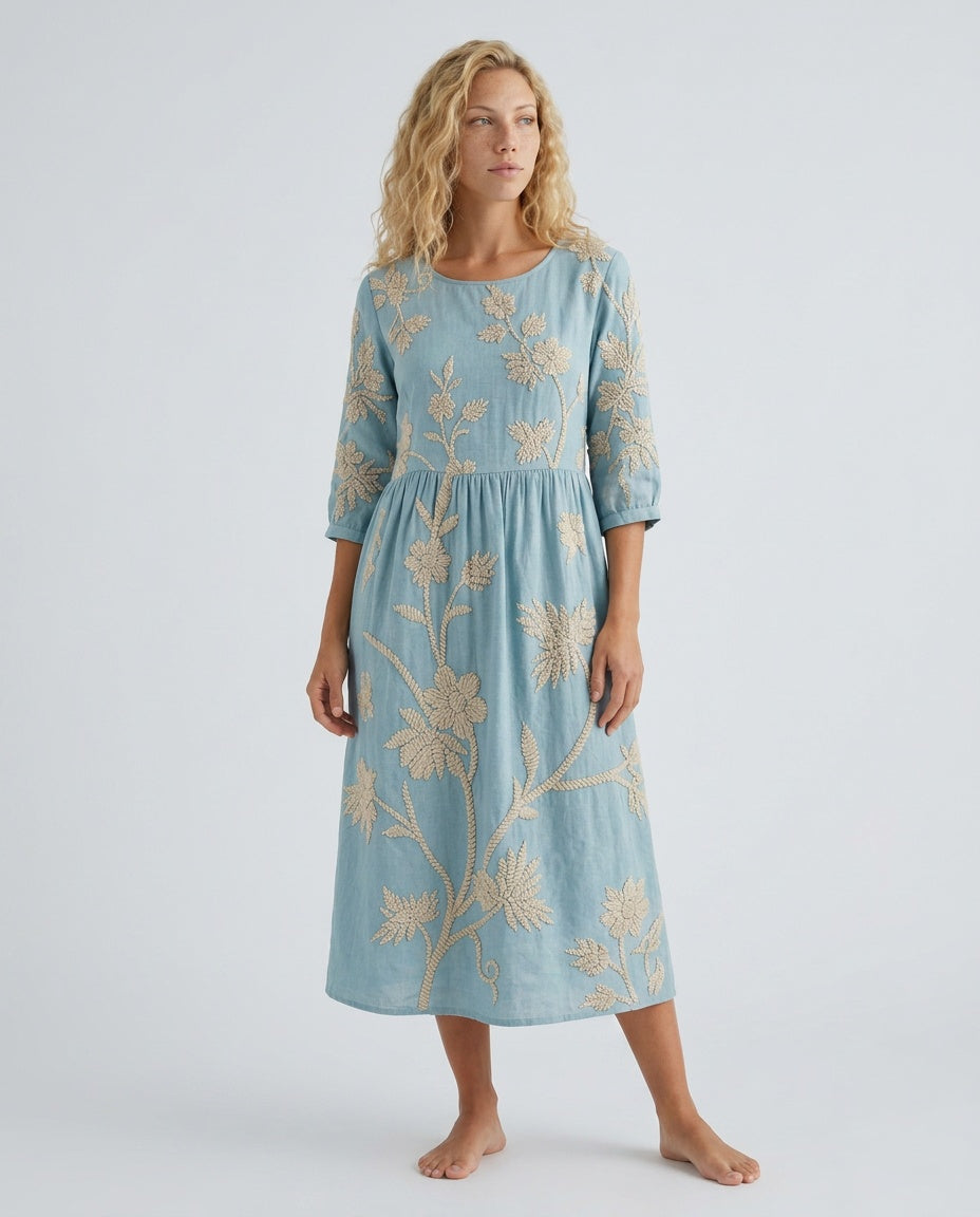 Lola | Refined Floral Embroidered Casual Dress