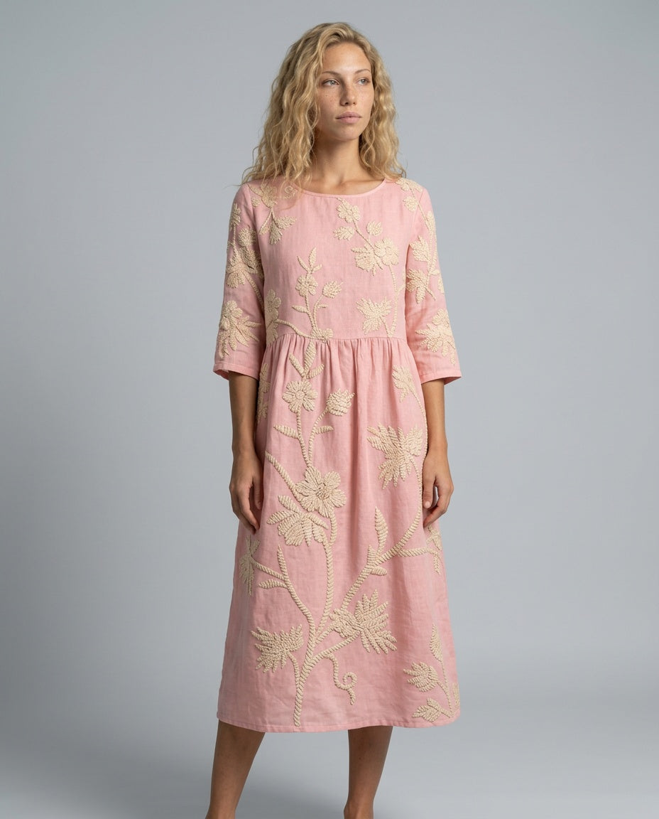 Lola | Refined Floral Embroidered Casual Dress