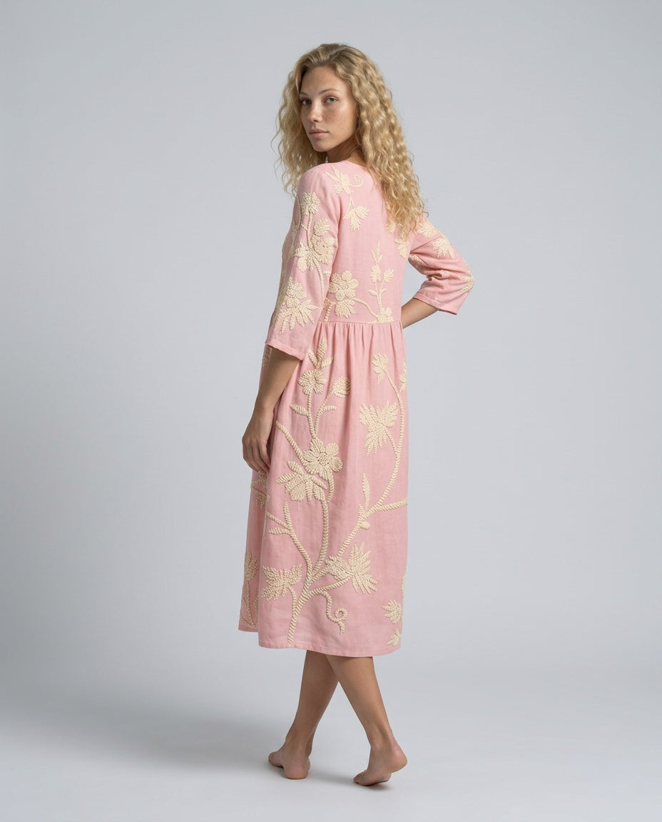Lola | Refined Floral Embroidered Casual Dress