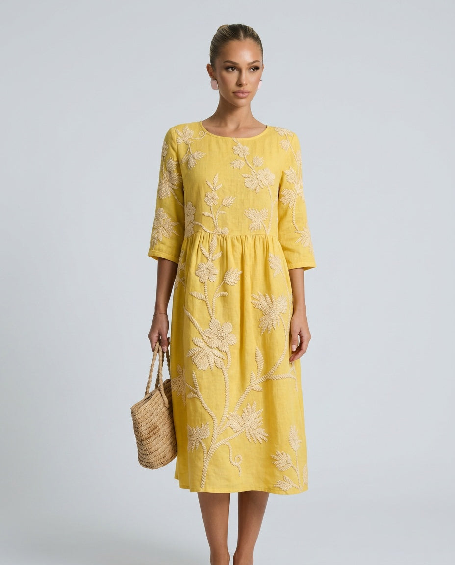 Lola | Refined Floral Embroidered Casual Dress