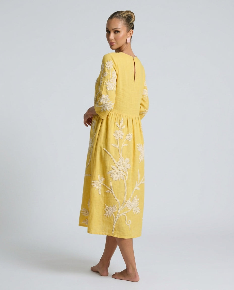 Lola | Refined Floral Embroidered Casual Dress