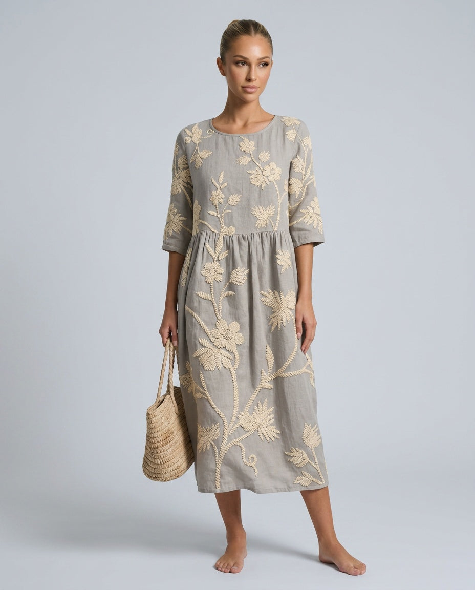 Lola | Refined Floral Embroidered Casual Dress