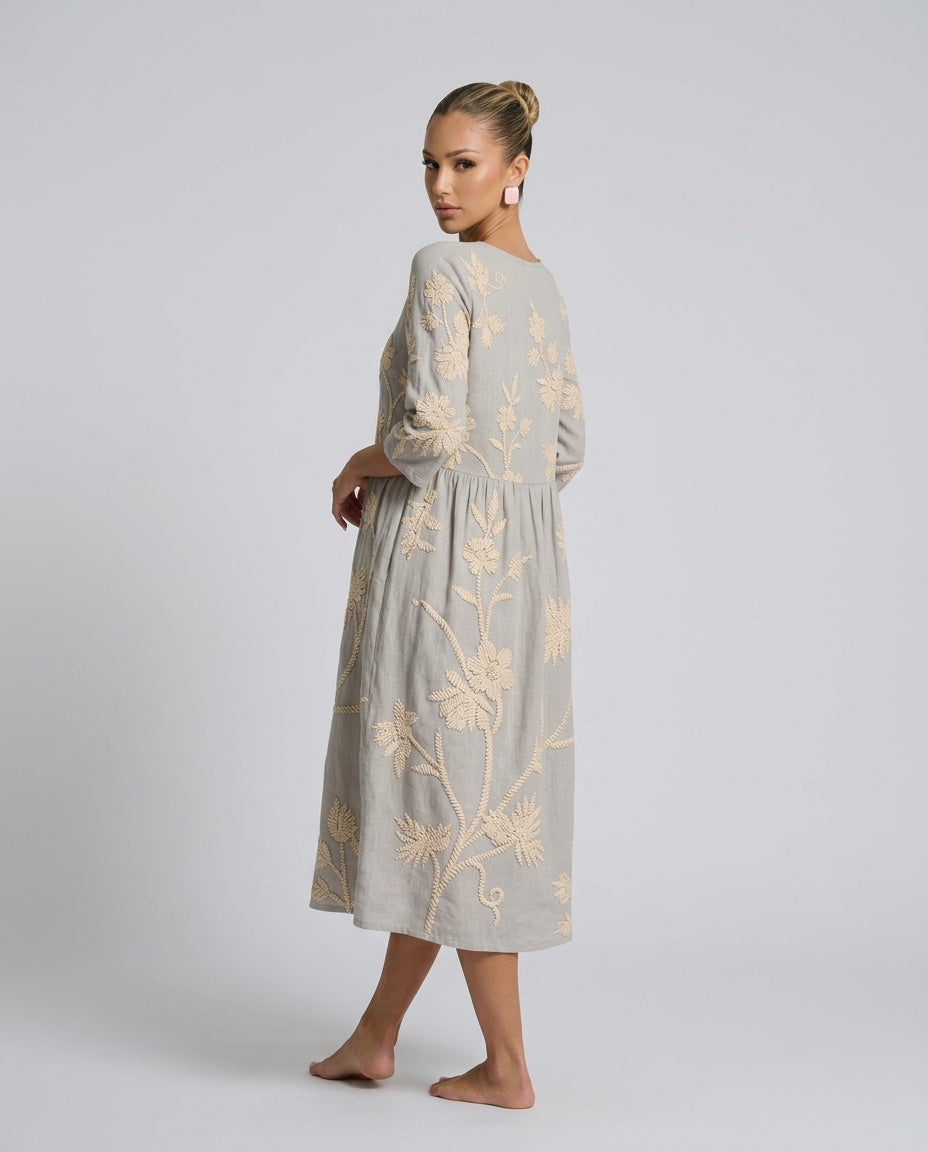 Lola | Refined Floral Embroidered Casual Dress