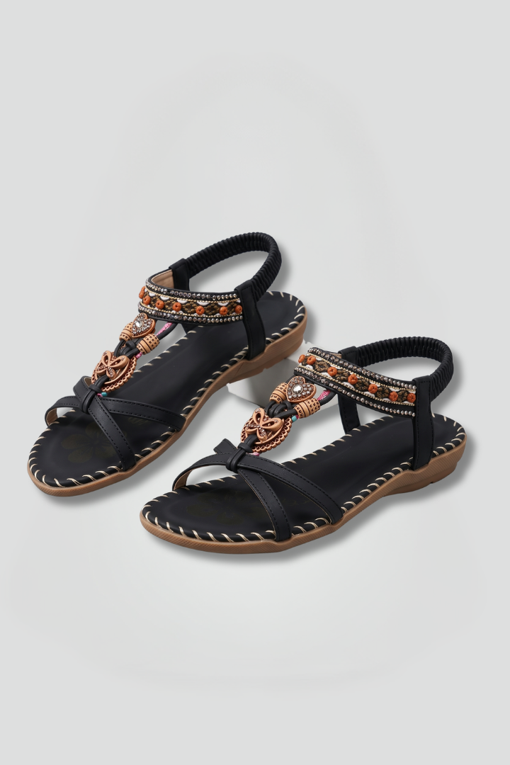 Lottie | Beaded Summer Slingback Flat Sandals