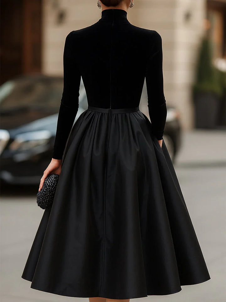 Lottie | Classic High Neck Long Sleeve Midi Party Dress