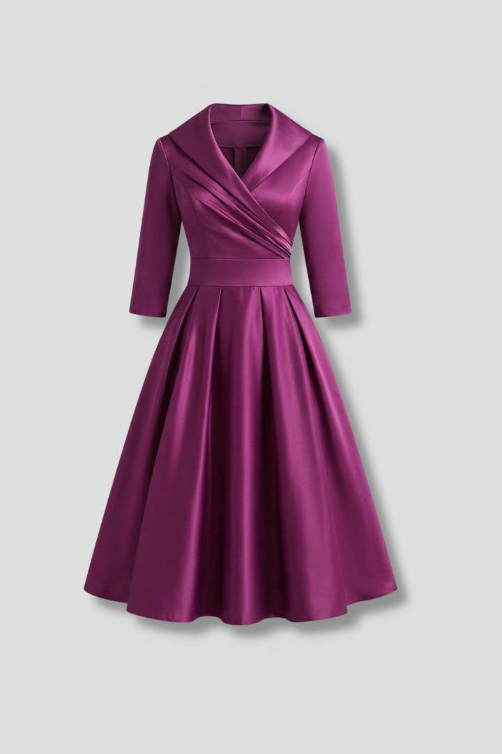 Lottie | Elegant Pleated Wrap Midi Race Dress