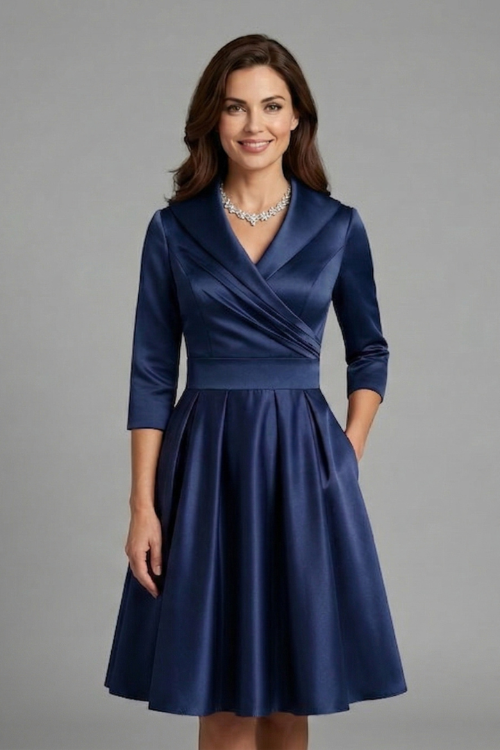 Lottie | Elegant Pleated Wrap Midi Race Dress