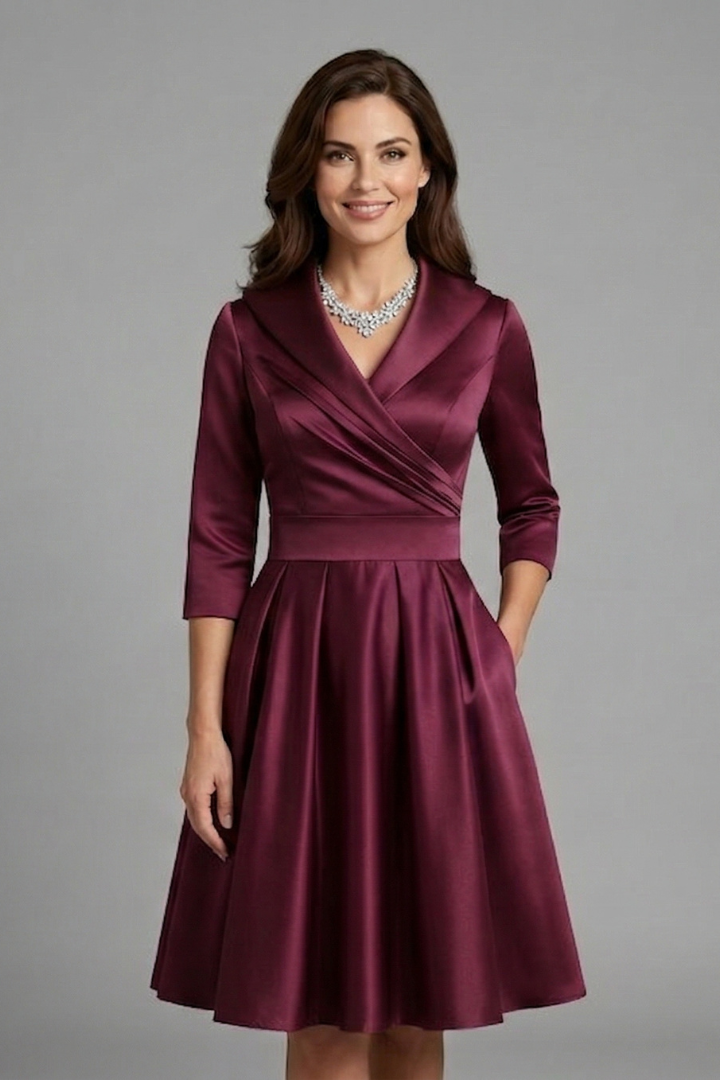 Lottie | Elegant Pleated Wrap Midi Race Dress