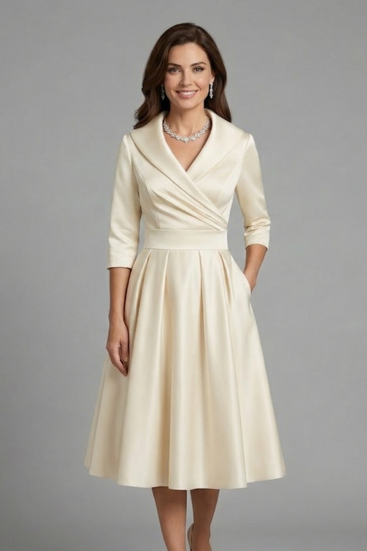 Lottie | Elegant Pleated Wrap Midi Race Dress