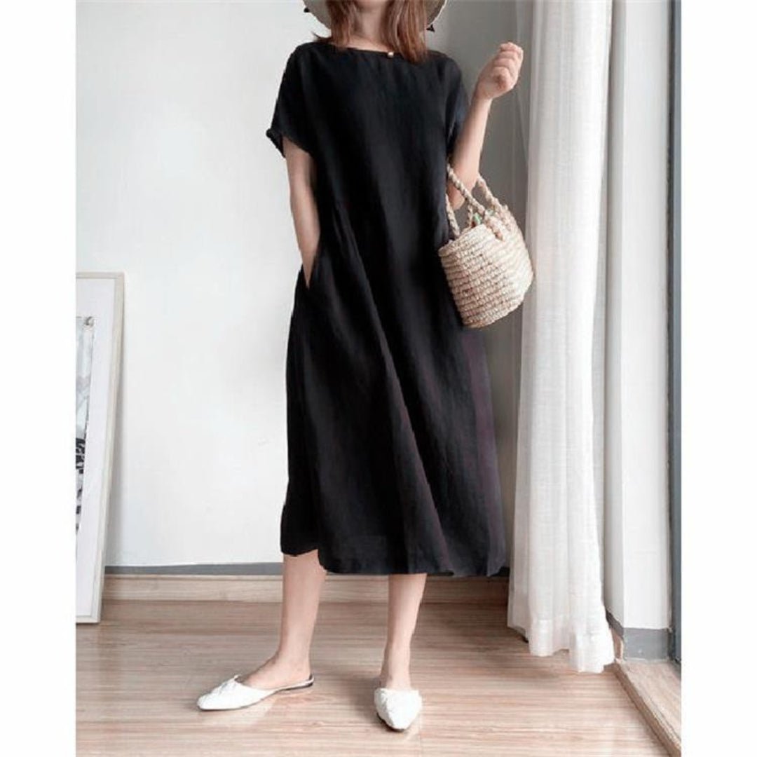 Lottie | Graceful Relaxed-Fit Linen Dress with Pockets