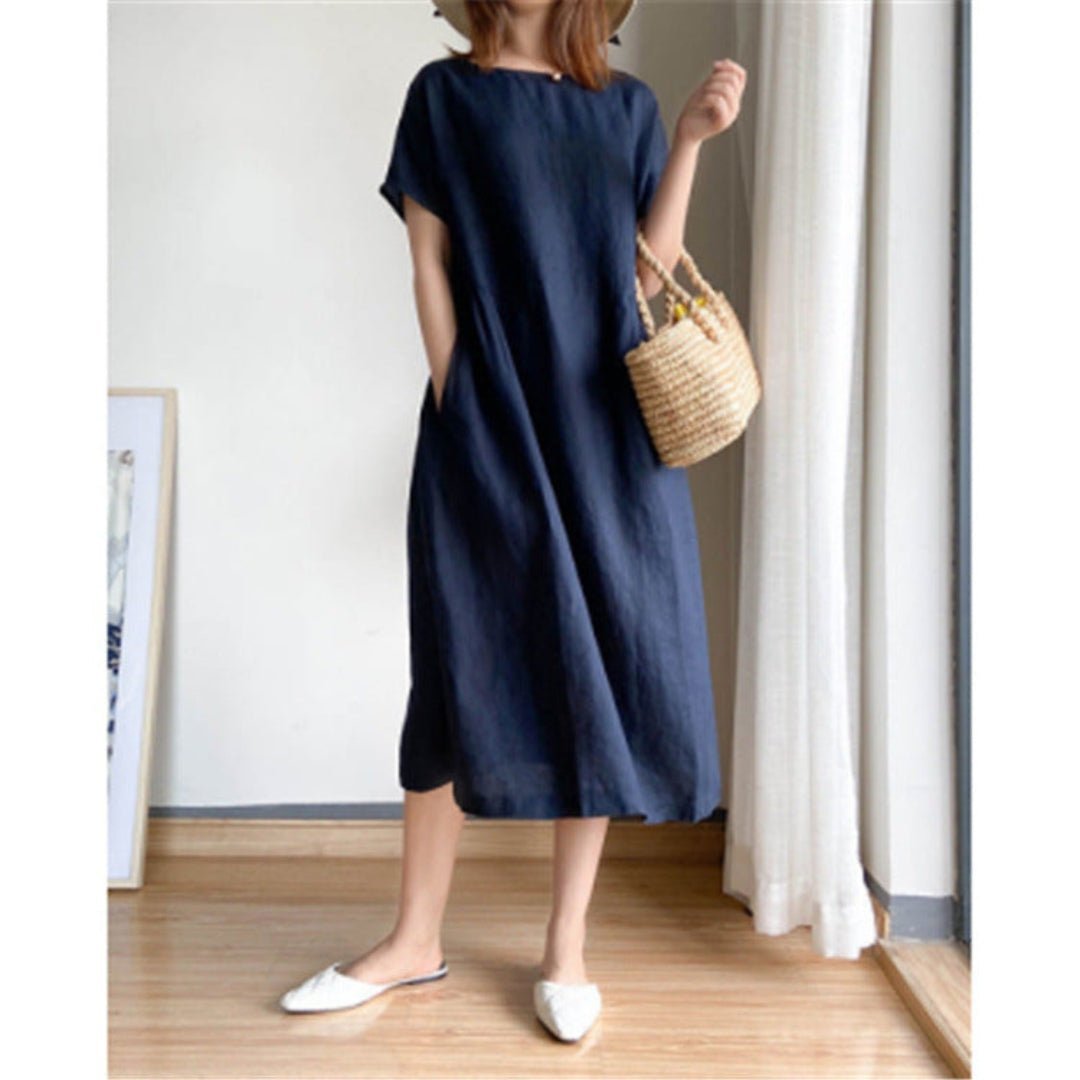 Lottie | Graceful Relaxed-Fit Linen Dress with Pockets
