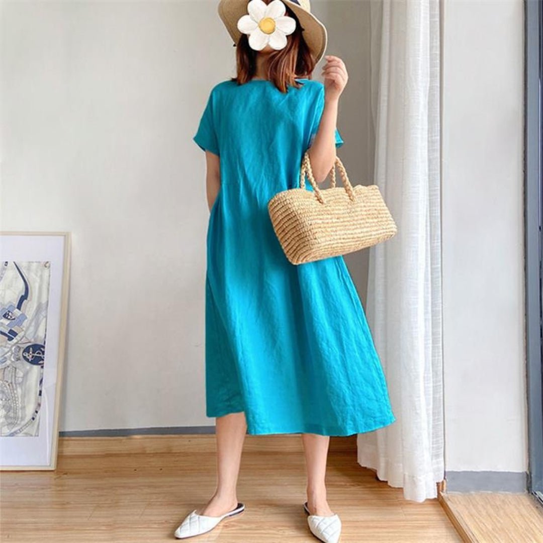 Lottie | Graceful Relaxed-Fit Linen Dress with Pockets
