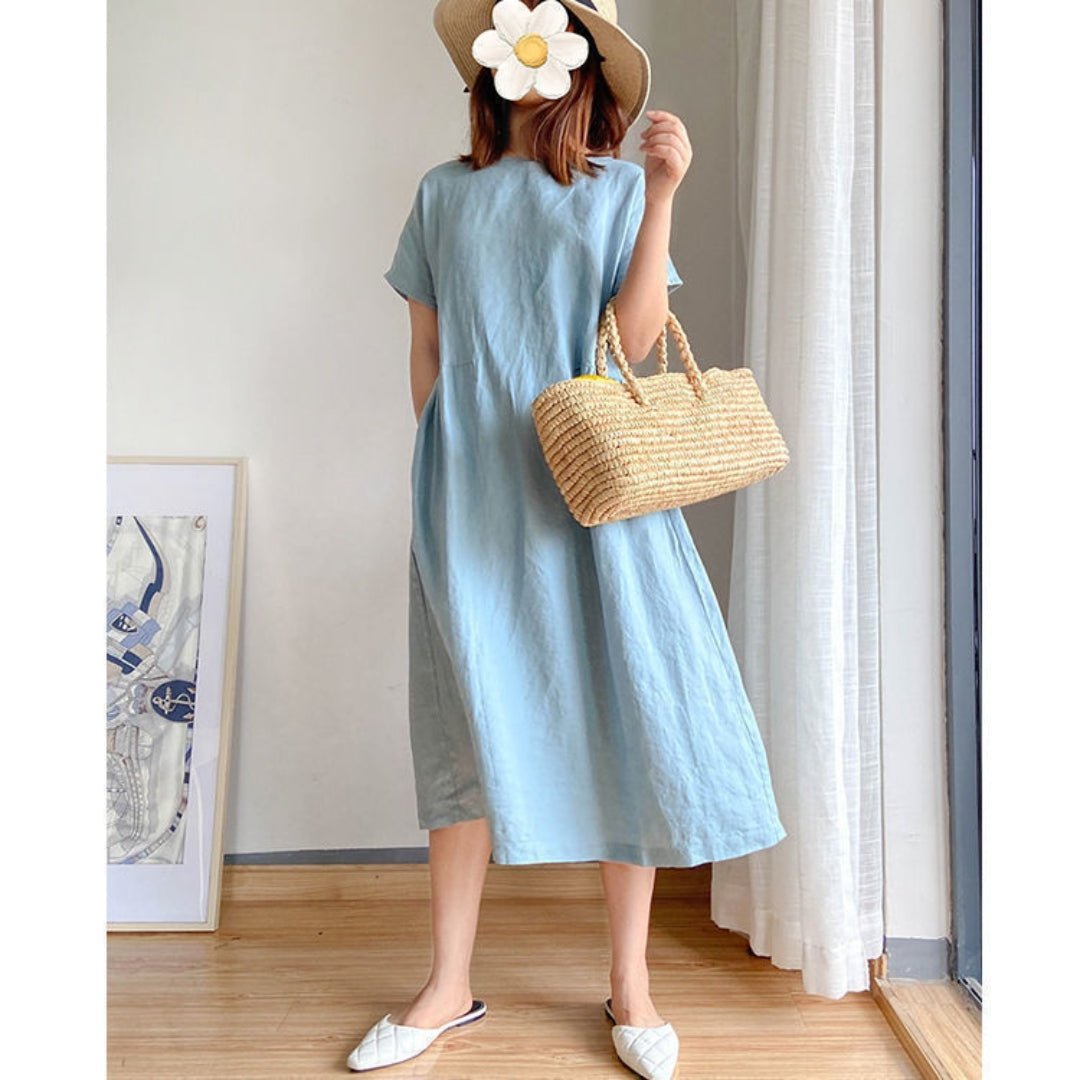 Lottie | Graceful Relaxed-Fit Linen Dress with Pockets