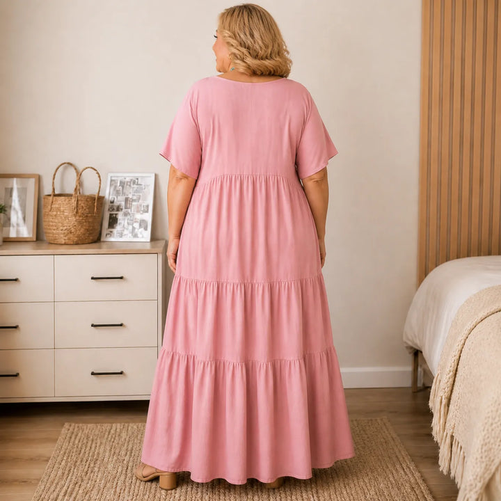 Lottie | Graceful V-Neck Tiered Maxi Boho Dress
