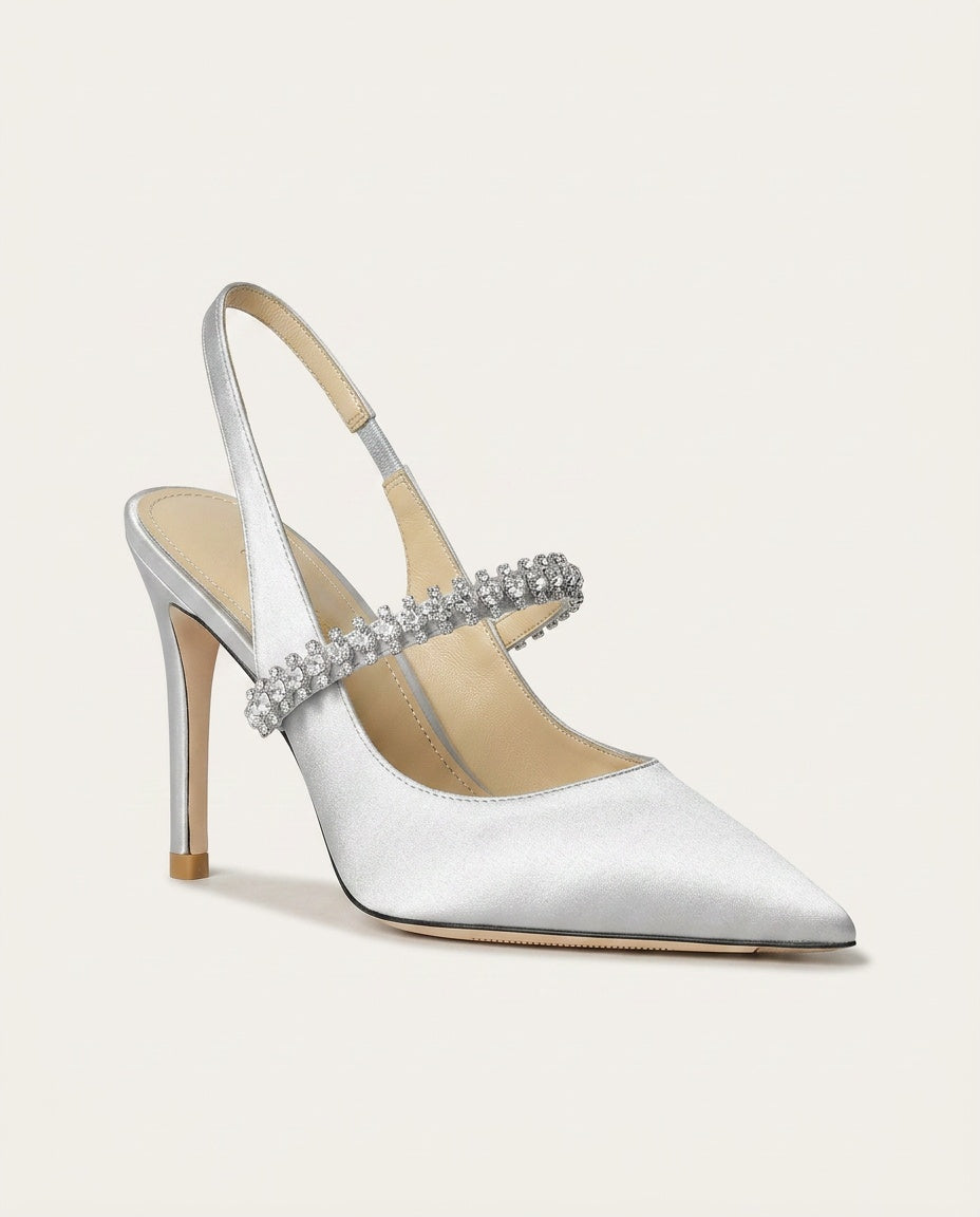 Lottie | Sophisticated Crystal Strap Slingback High Heels