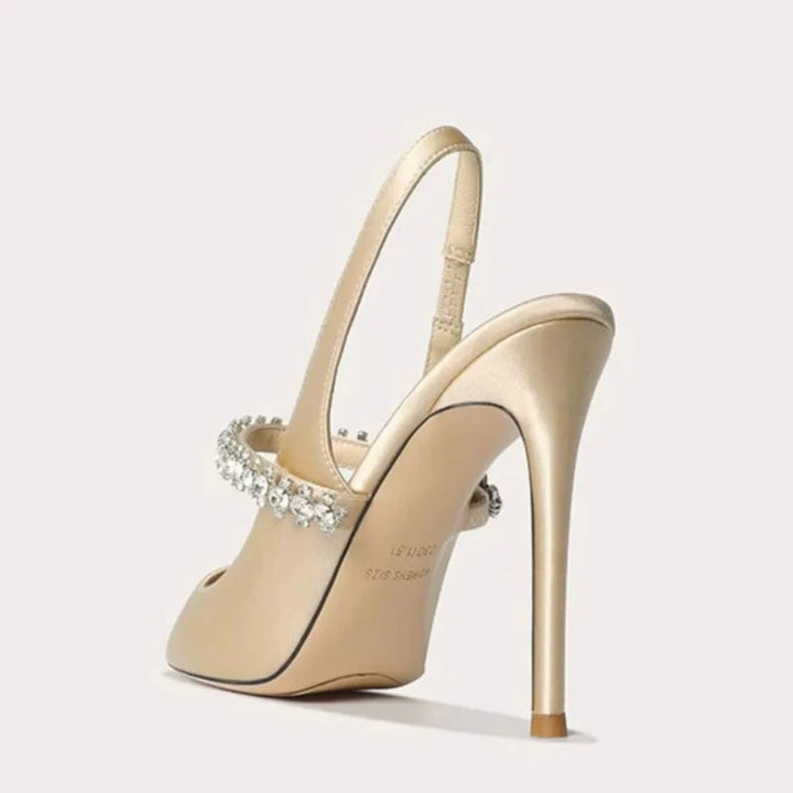 Lottie | Sophisticated Crystal Strap Slingback High Heels