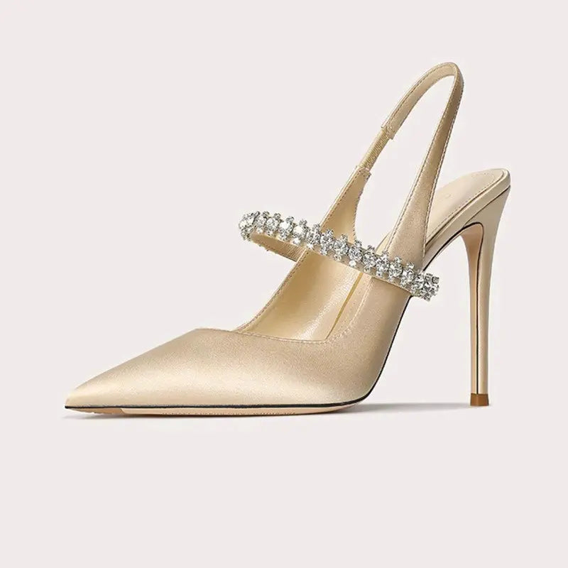 Lottie | Sophisticated Crystal Strap Slingback High Heels