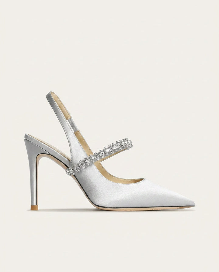 Lottie | Sophisticated Crystal Strap Slingback High Heels