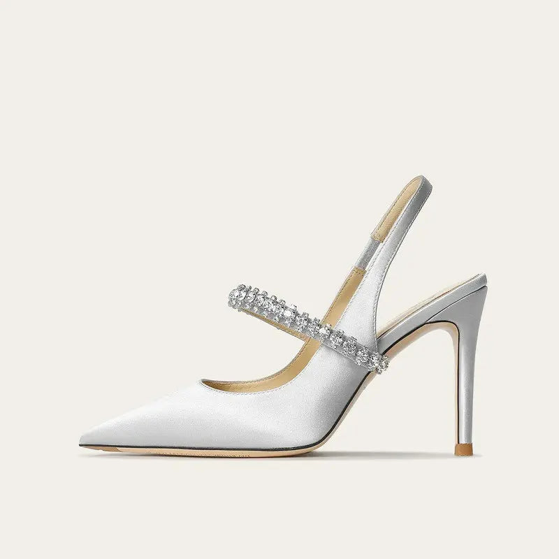 Lottie | Sophisticated Crystal Strap Slingback High Heels