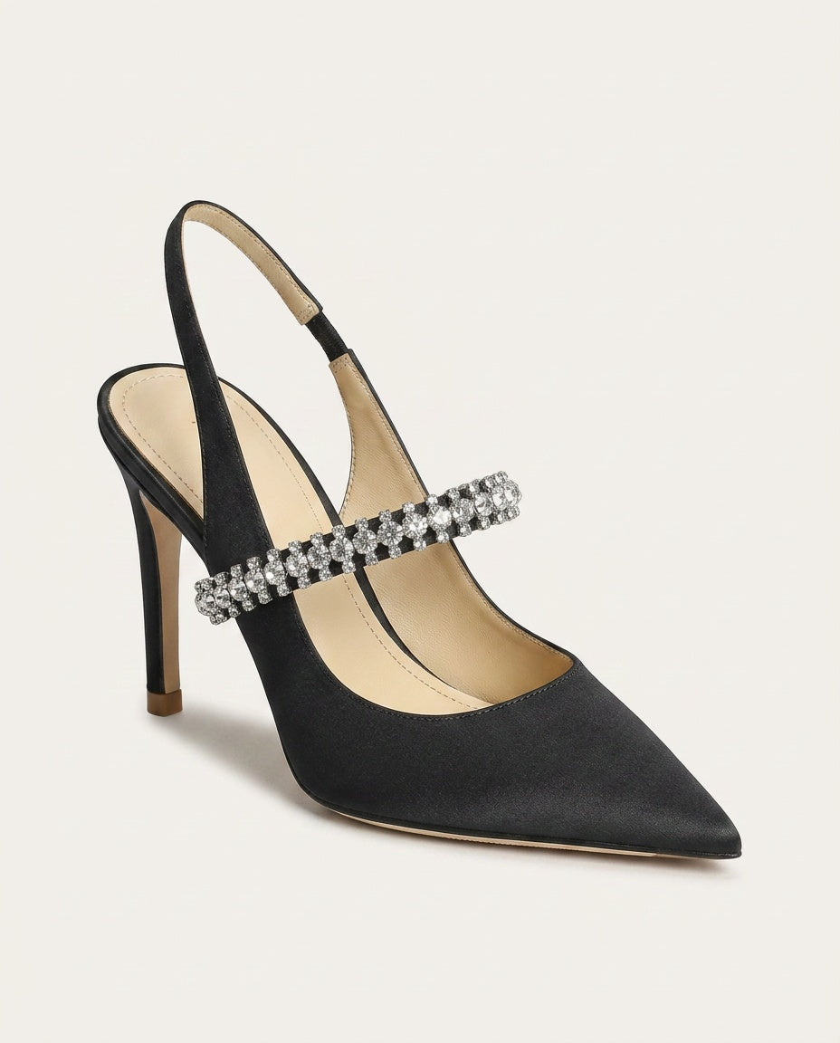 Lottie | Sophisticated Crystal Strap Slingback High Heels