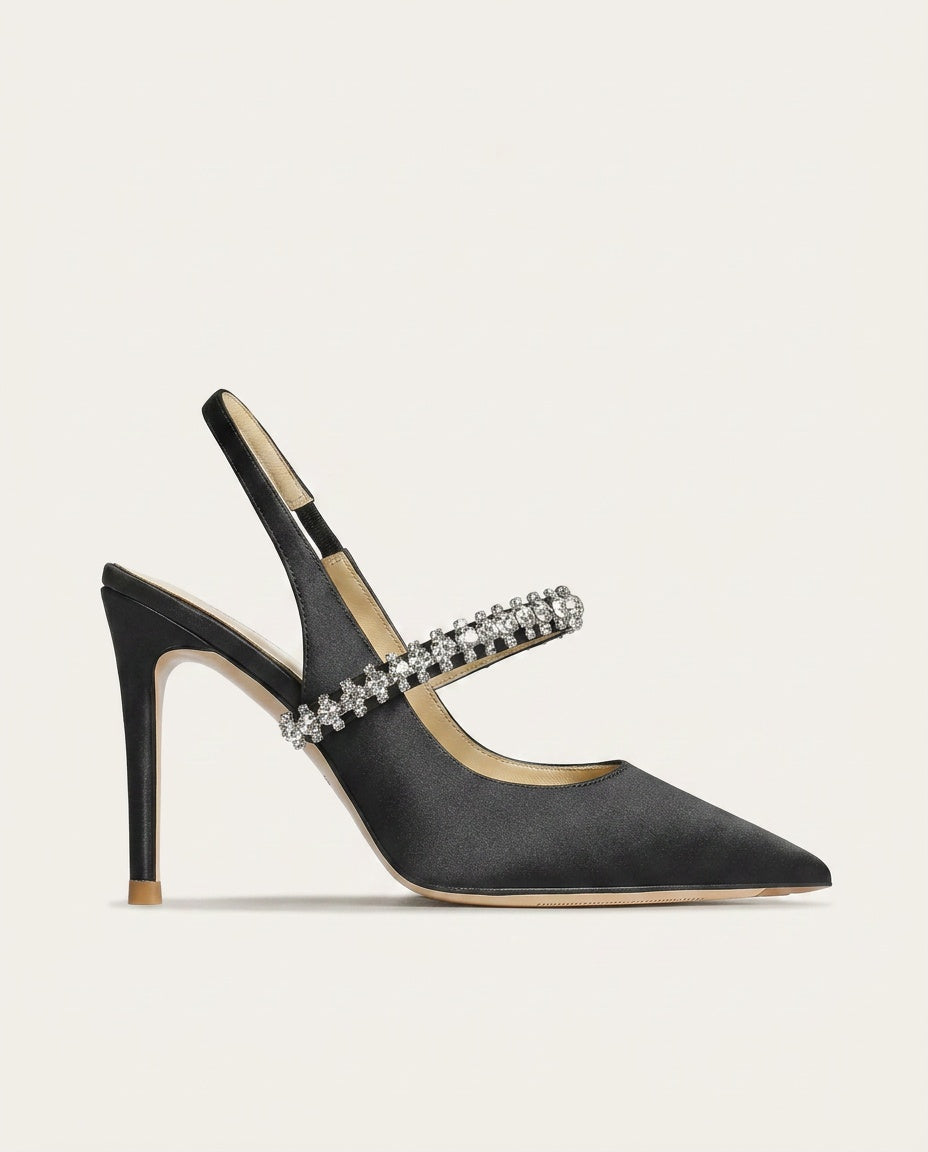 Lottie | Sophisticated Crystal Strap Slingback High Heels