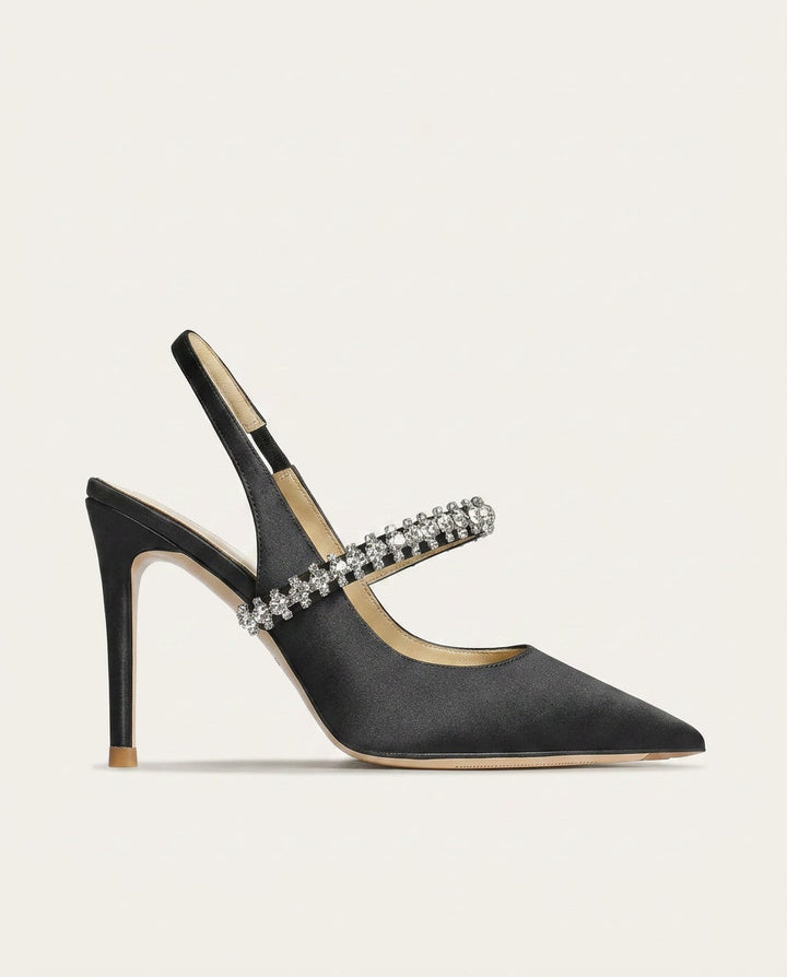 Lottie | Sophisticated Crystal Strap Slingback High Heels