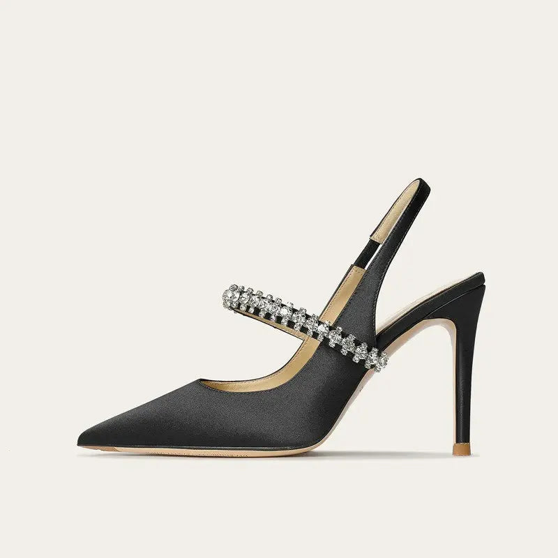 Lottie | Sophisticated Crystal Strap Slingback High Heels
