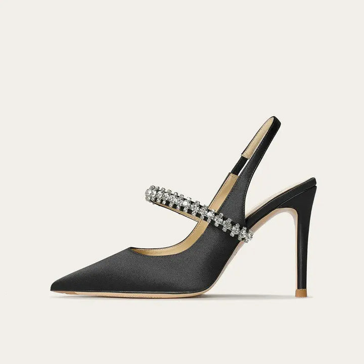 Lottie | Sophisticated Crystal Strap Slingback High Heels
