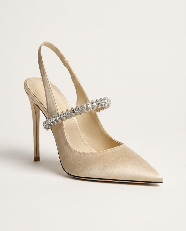 Lottie | Sophisticated Crystal Strap Slingback High Heels