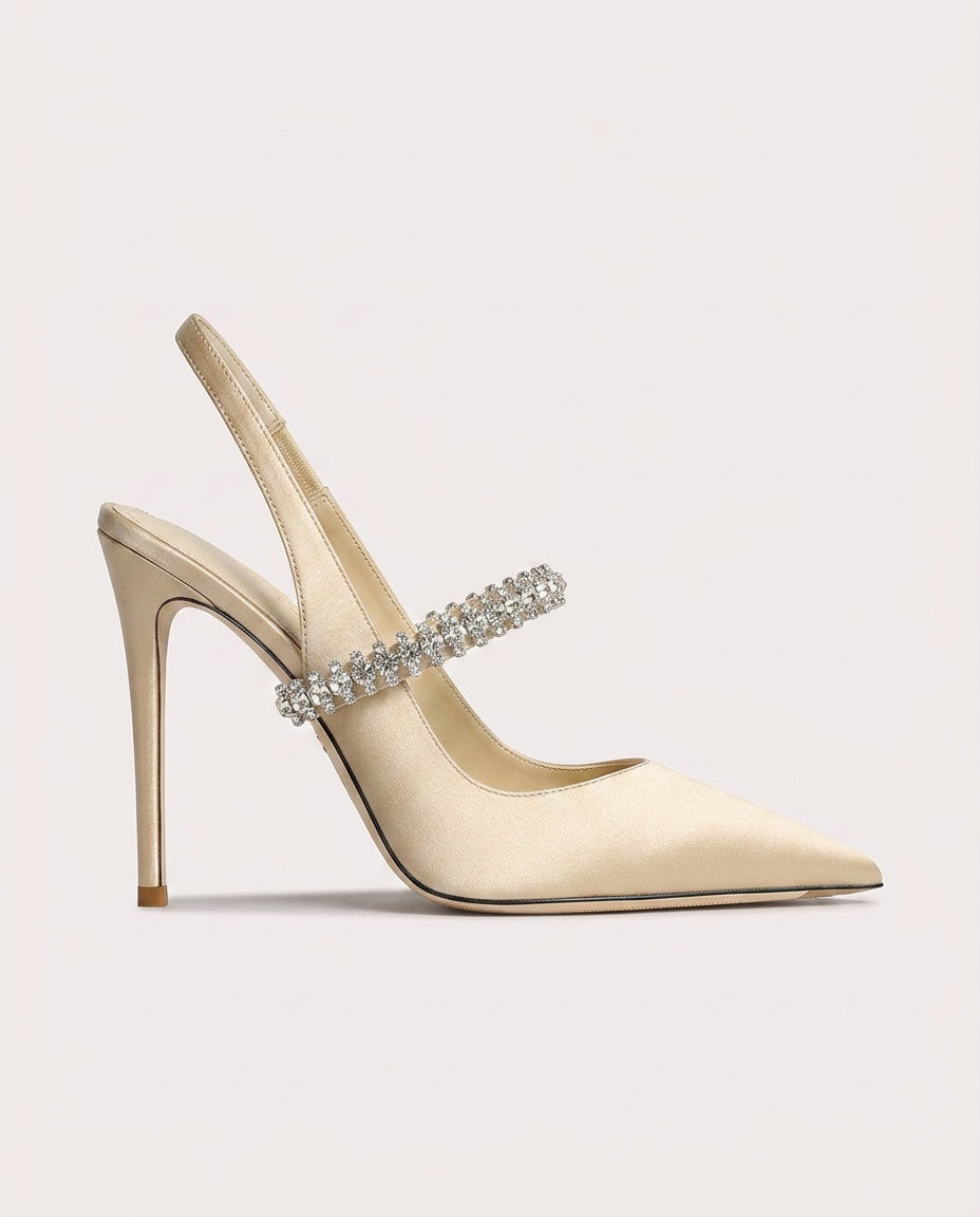 Lottie | Sophisticated Crystal Strap Slingback High Heels