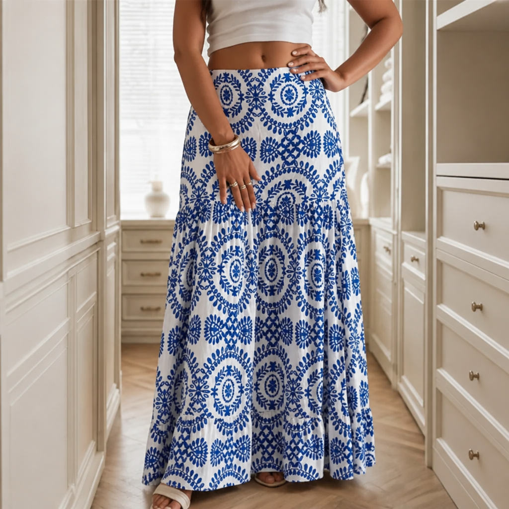 Lottie | Sophisticated High Waisted Printed Maxi Skirt
