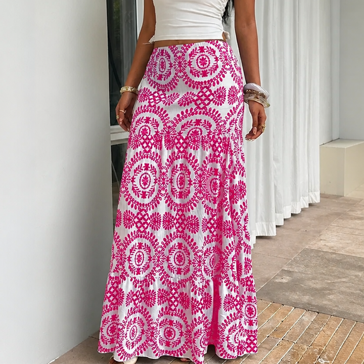 Lottie | Sophisticated High Waisted Printed Maxi Skirt