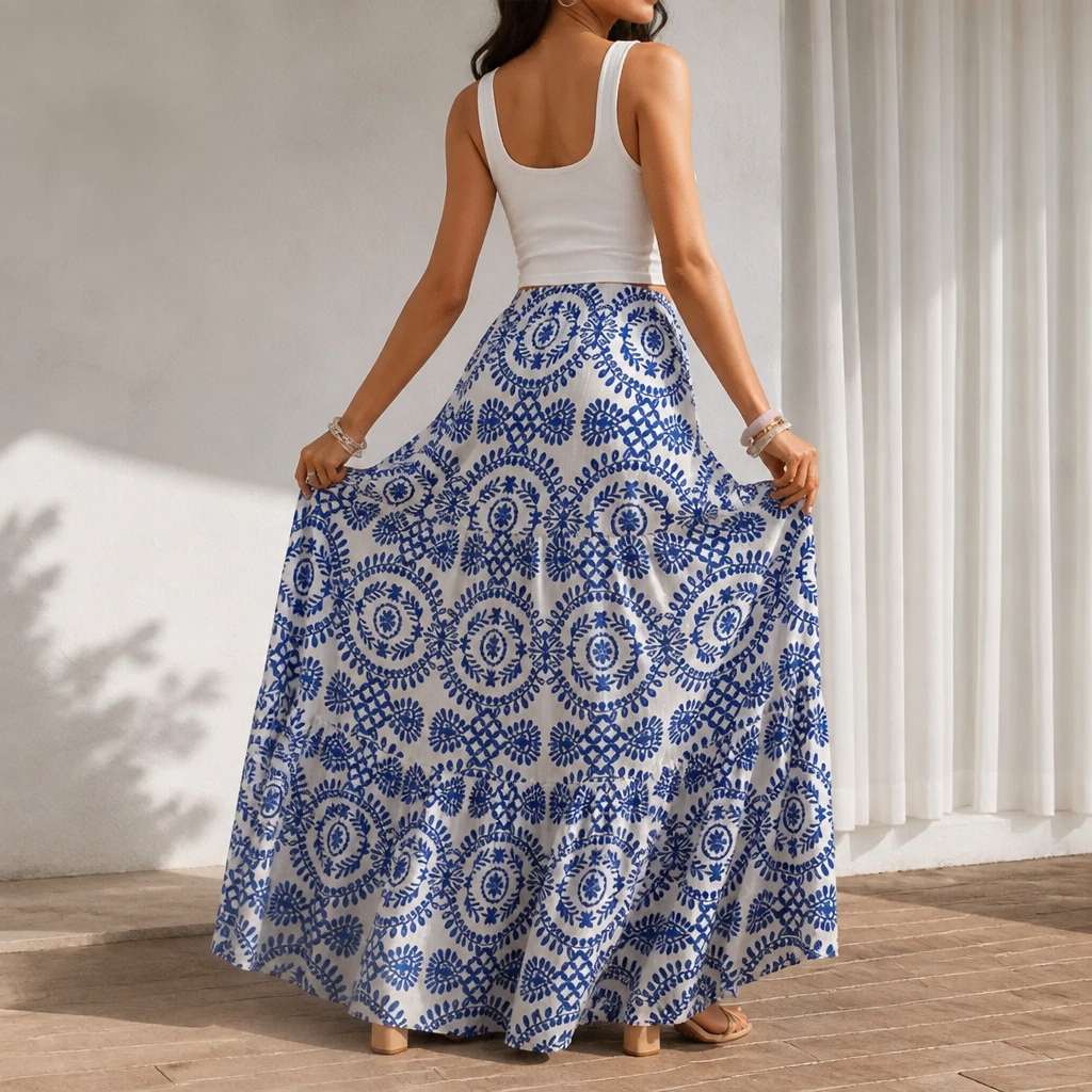 Lottie | Sophisticated High Waisted Printed Maxi Skirt