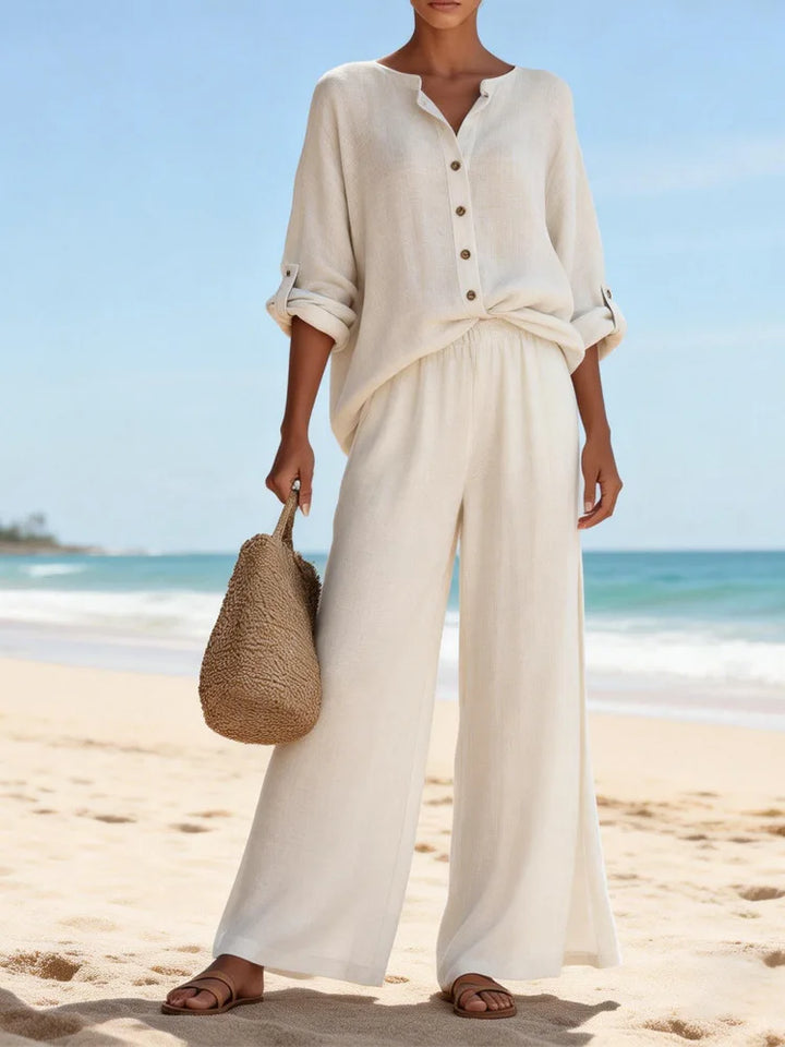 Lottie | Sophisticated Wide Leg Linen Pants Set