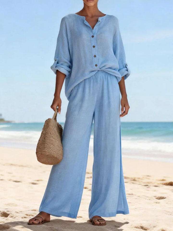 Lottie | Sophisticated Wide Leg Linen Pants Set